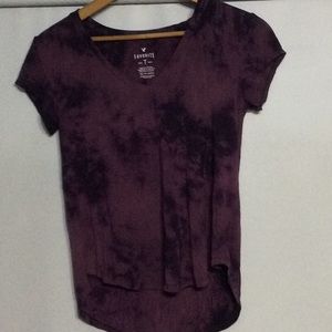 Favorite “T” tee shirt, purple on purple tyedye xs
